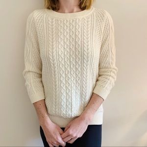 Lands End Cable Knit Crew Neck Sweater Small Tall